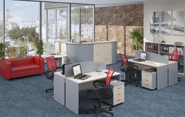 Комплект офисной мебели IMAGO четыре рабочих места, стол для переговоров в Ярославле - изображение 1